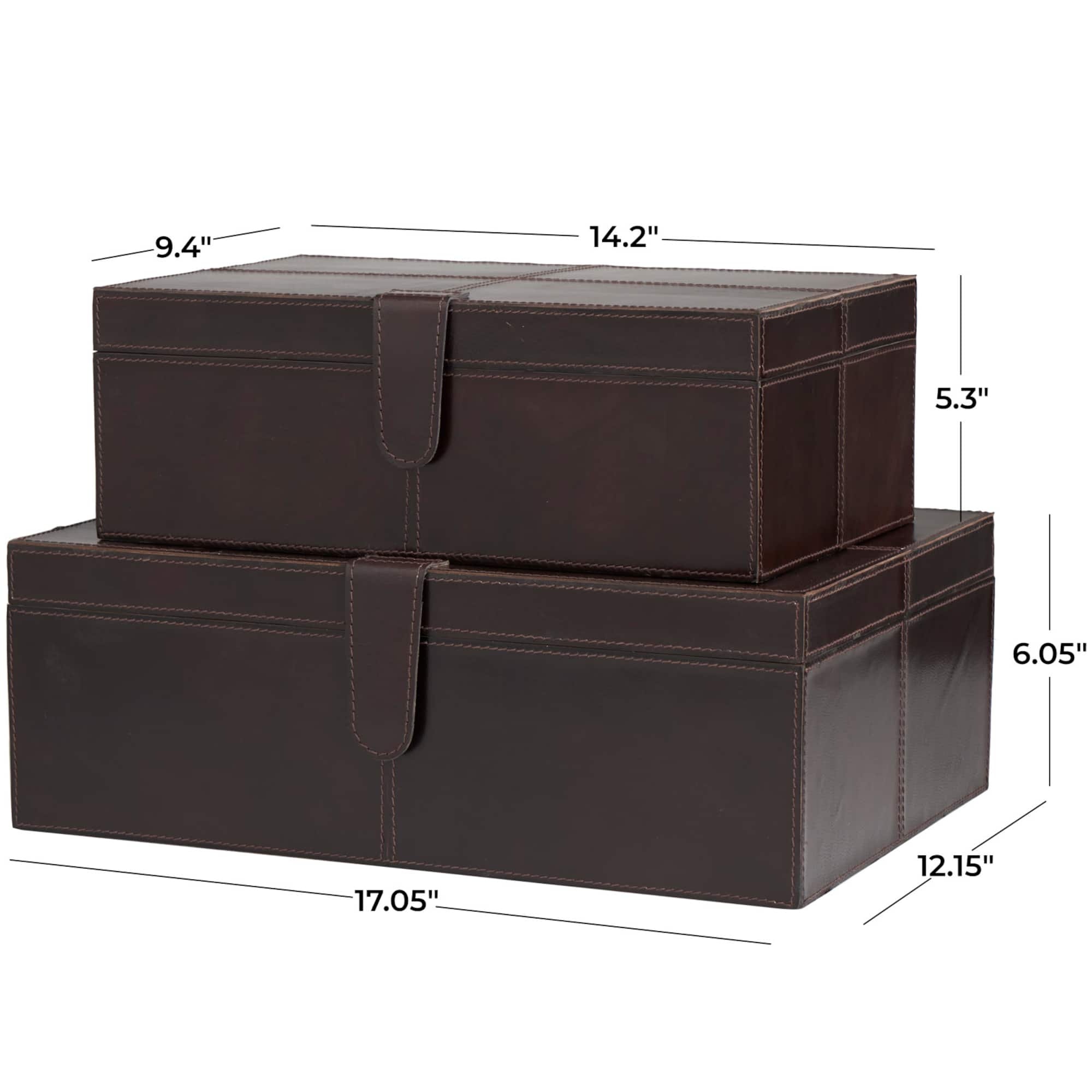 Dark Brown Leather Storage Box Set